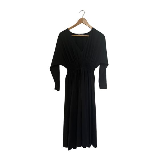 Zara Elastic Waist Midi Length Black Dress Size Small - Picture 2 of 7